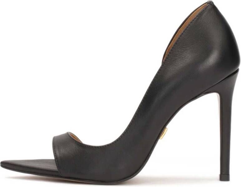 Kazar Zwarte peep toe pumps met puntige neus