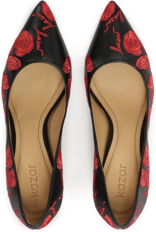 Kazar Zwarte pumps met bloemenborduurpatroon Multicolor Dames