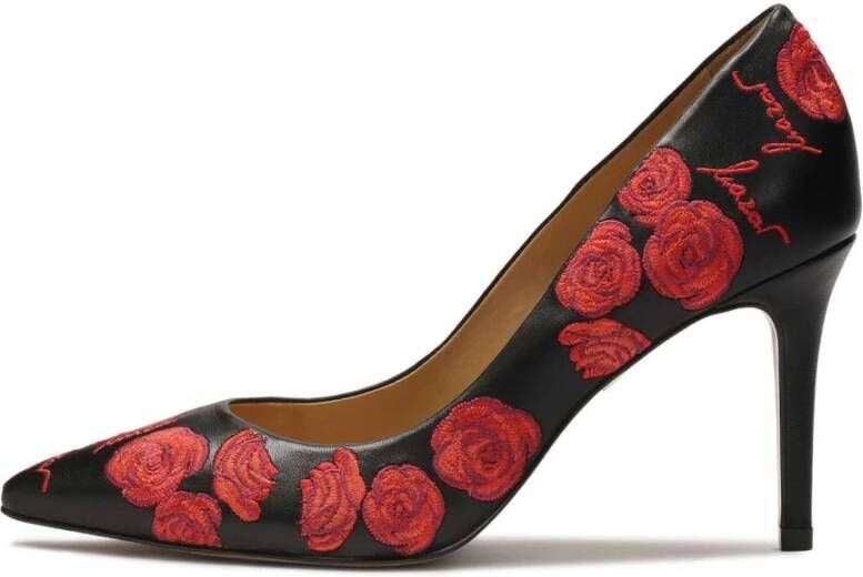 Kazar Zwarte pumps met bloemenborduurpatroon Multicolor Dames