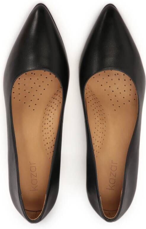 Kazar Zwarte pumps met een brede shearling hak Black Dames