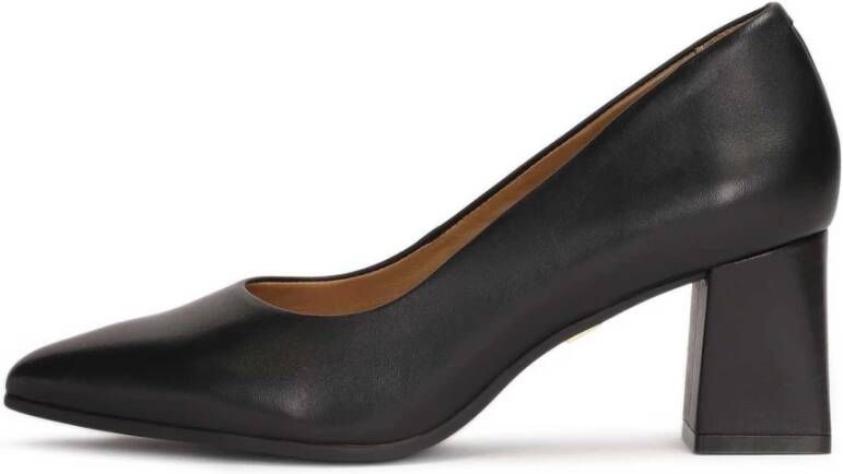 Kazar Zwarte pumps met een brede shearling hak Black Dames