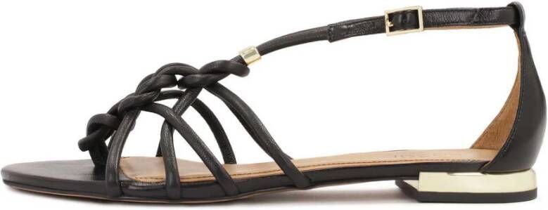 Kazar Zwarte sandalen met gouden hak