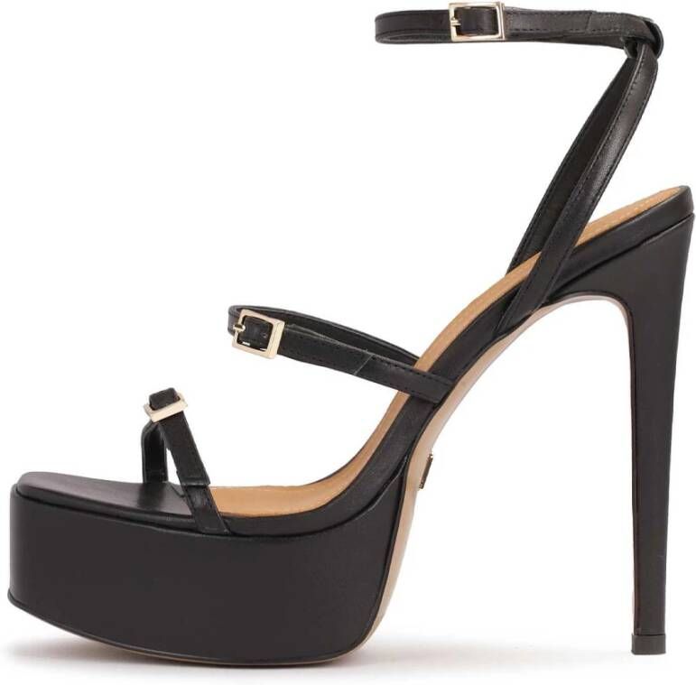 Kazar Zwarte sandalen met hak en plateauzool