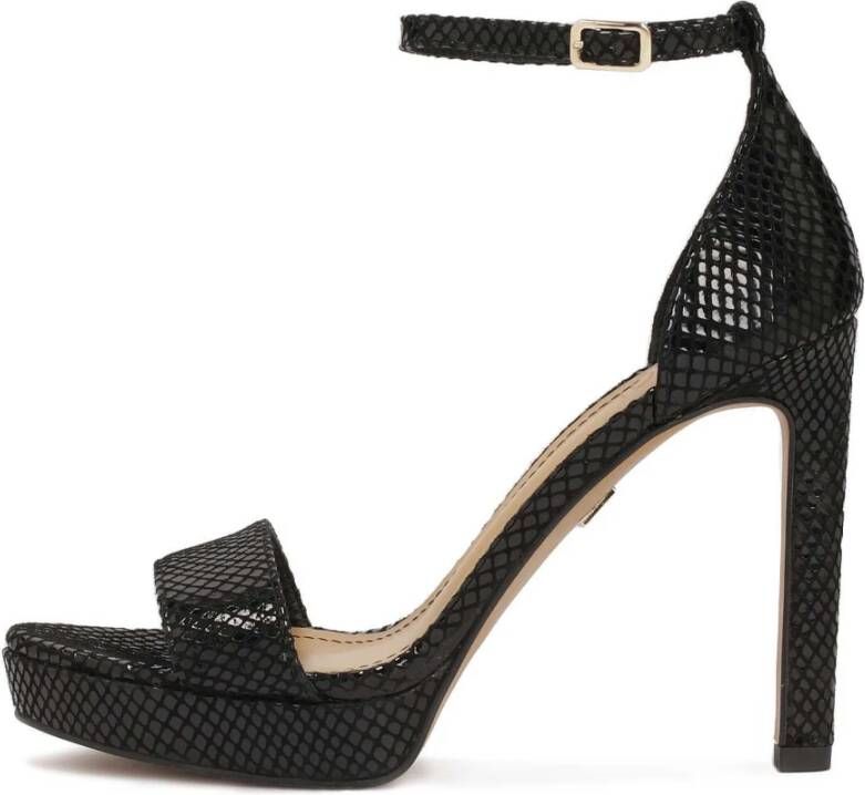 Kazar Zwarte sandalen op een reliëflederen platform Black Dames