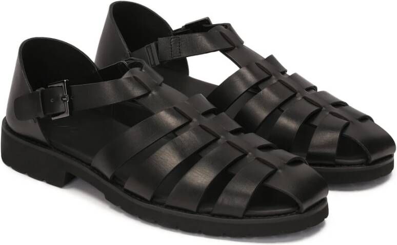 Kazar Zwarte sandalen voor mannen met een bedekte hak en een teen Black Heren