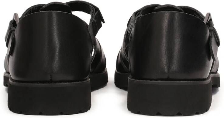 Kazar Zwarte sandalen voor mannen met een bedekte hak en een teen Black Heren