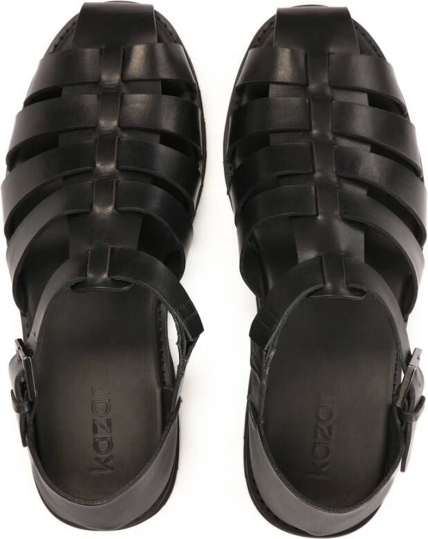 Kazar Zwarte sandalen voor mannen met een bedekte hak en een teen Black Heren
