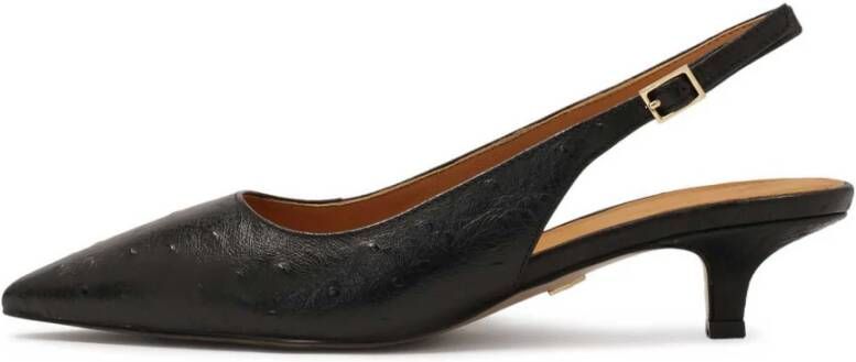 Kazar Zwarte Slingback Pumps van Leer met Reliëf