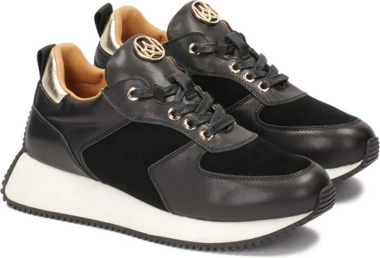 Kazar Zwarte sneakers op een verhoogde witte zool Black Dames