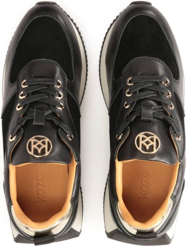 Kazar Zwarte sneakers op een verhoogde witte zool Black Dames
