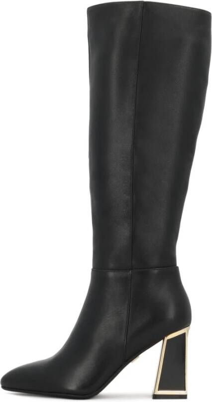 Kazar Zwarte stiletto laarzen met gouden inzetstukken
