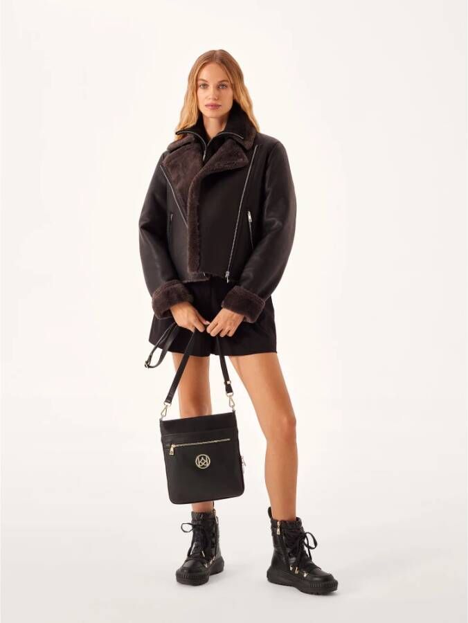 Kazar Zwarte stoffen en graanleren sneeuwlaarzen Black Dames