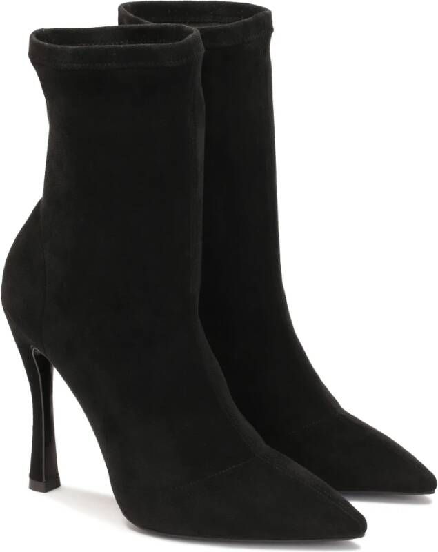 Kazar Zwarte stoffen laarzen met een gevormde hak Black Dames