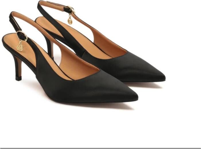 Kazar Zwarte Stoffen Open Hiel Pumps Black Dames