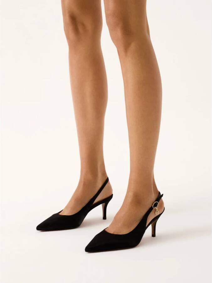 Kazar Zwarte Stoffen Open Hiel Pumps Black Dames