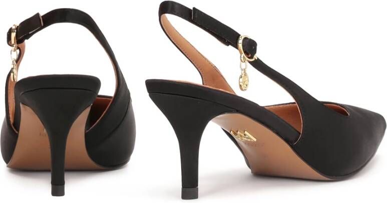 Kazar Zwarte Stoffen Open Hiel Pumps Black Dames