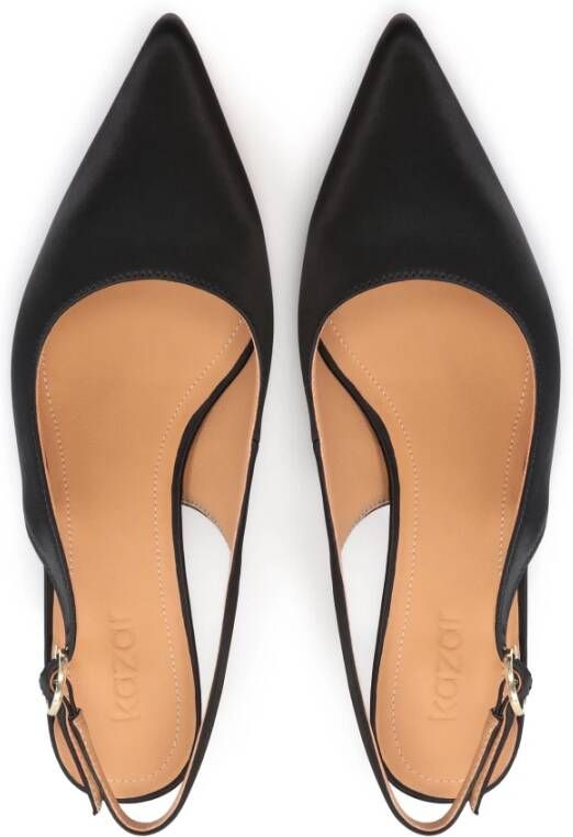 Kazar Zwarte Stoffen Open Hiel Pumps Black Dames