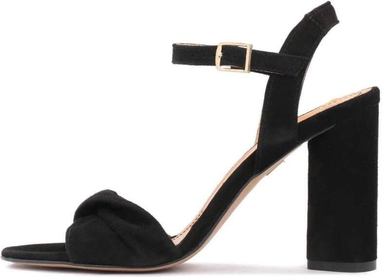 Kazar Zwarte Suède Brede Band Sandalen Black Dames