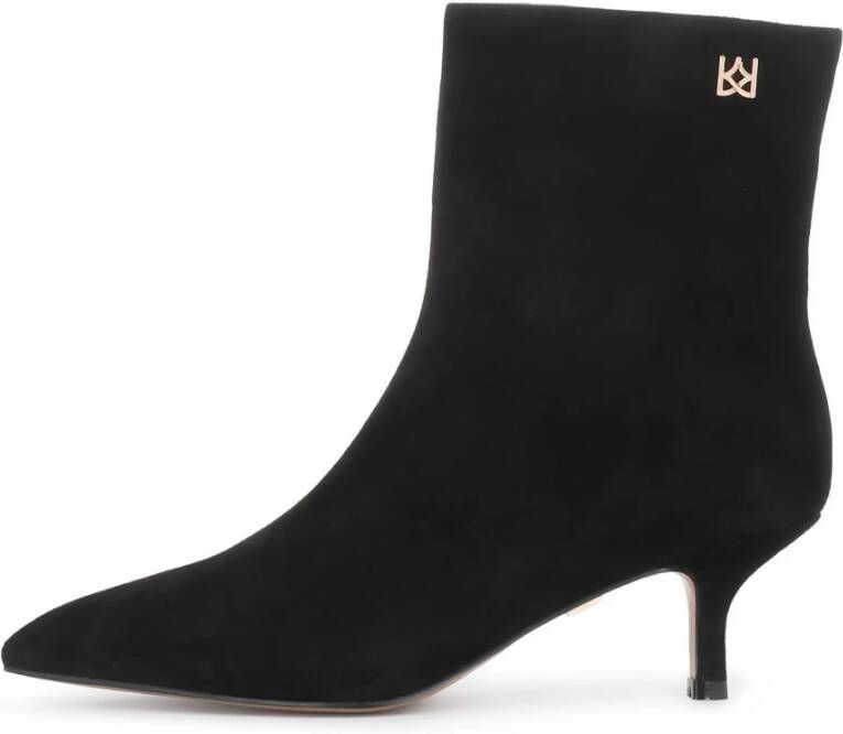 Kazar Zwarte suède laarzen met monogram van