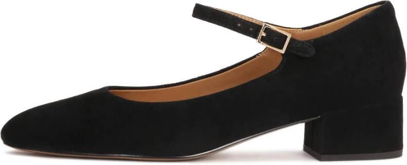 Kazar Zwarte suède pumps met bandje en lage hak