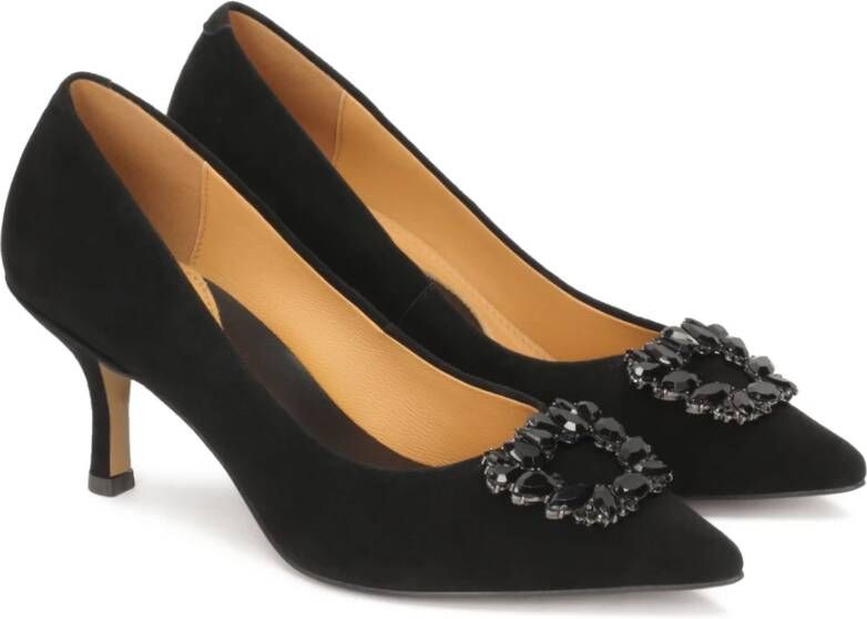 Kazar Zwarte Suède Pumps met Puntige Neus Black Dames