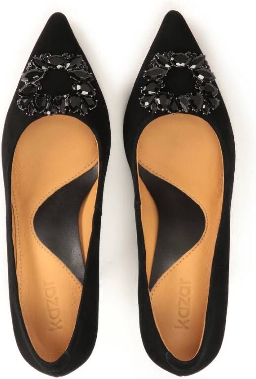 Kazar Zwarte Suède Pumps met Puntige Neus Black Dames