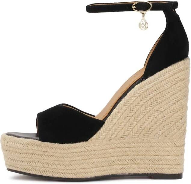Kazar Zwarte suède sleehak sandalen op een platform Black Dames