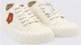 Kenzo Bloe Geborduurde Witte Canvas Sneakers Beige - Thumbnail 4