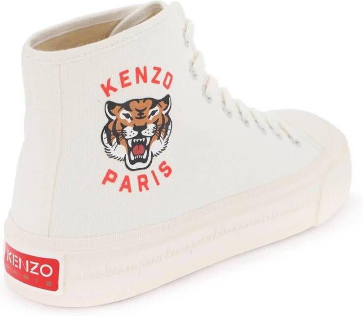 Kenzo Canvas hoge sneakers met Lucky Tiger-print White Dames