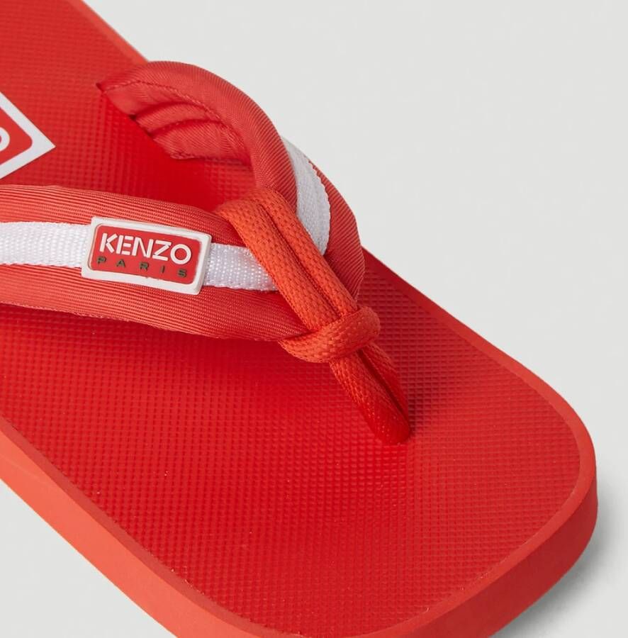 Kenzo Mode Logo Patch Flip Flops Rood Dames