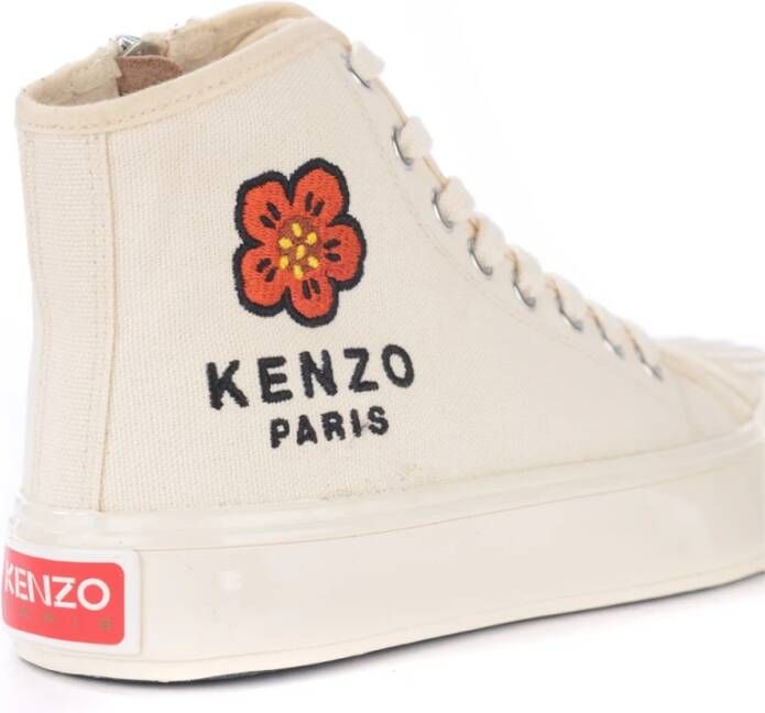 Kenzo Hoge sneakers van crèmekleurig canvas met Boke Flower patroon Beige Dames