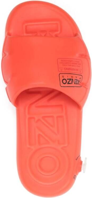Kenzo Oranje Ronde Neus Platte Sandalen Orange Heren