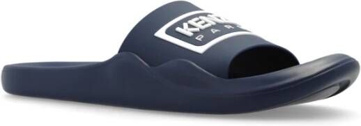 Kenzo Rubberen slides met logo Blue Heren