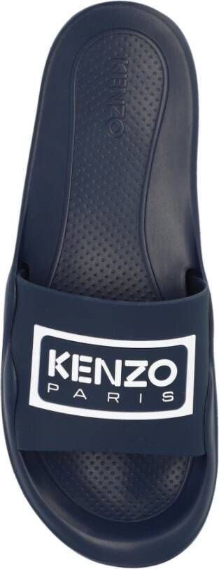 Kenzo Rubberen slides met logo Blue Heren