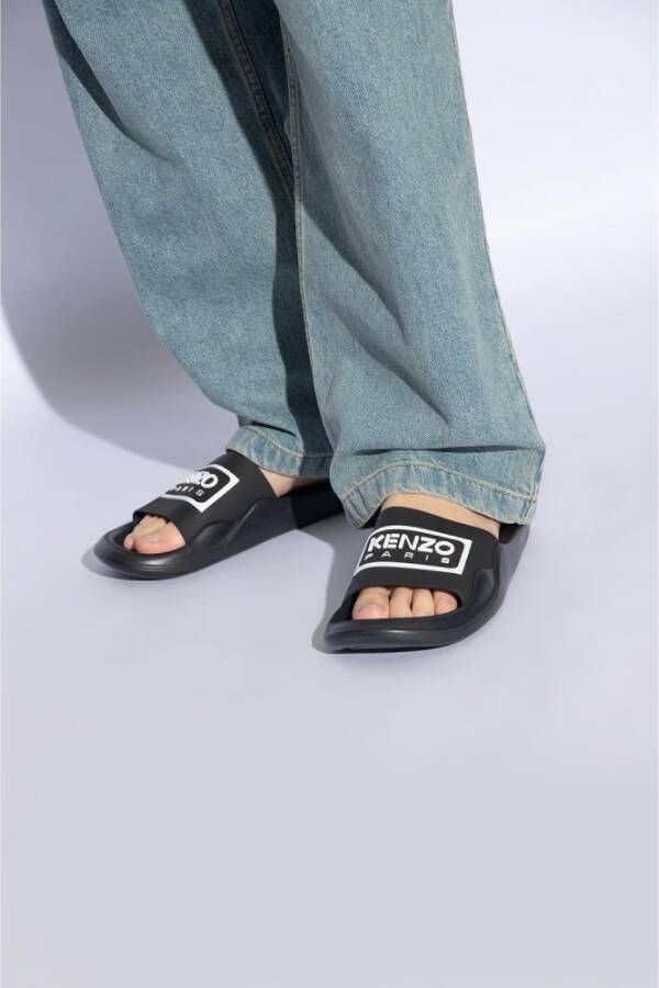 Kenzo Rubberen slippers met logo Black Heren