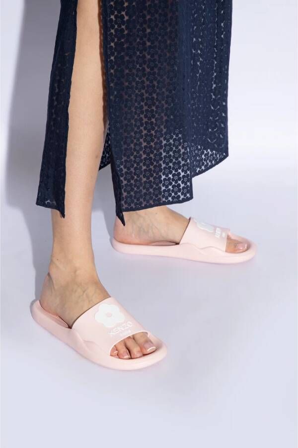 Kenzo Rubberen slippers met logo Pink Dames