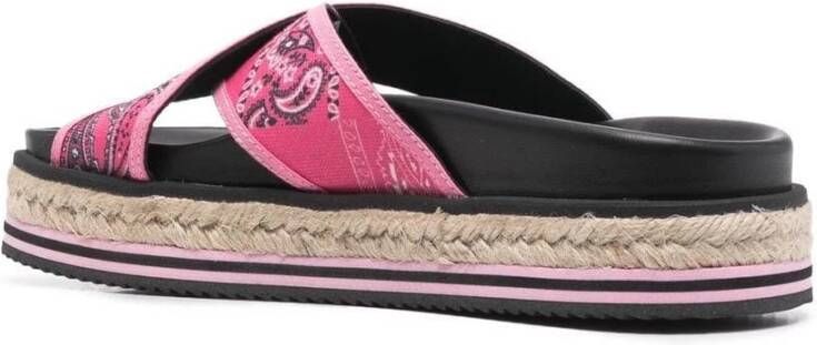 Kenzo Koraal Bandana Print Espadrille Sandalen Zwart Dames