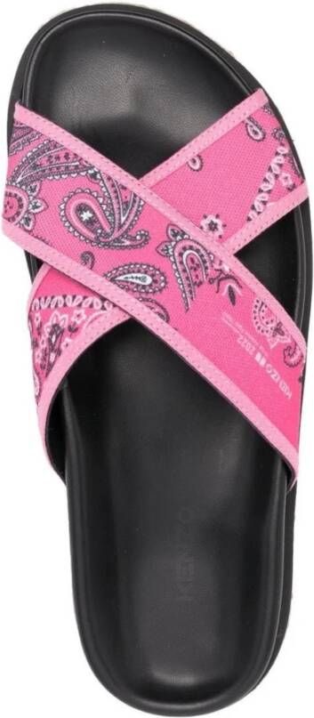 Kenzo Koraal Bandana Print Espadrille Sandalen Zwart Dames