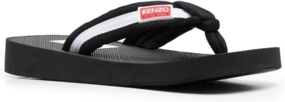 Kenzo Zwarte Sandalen met Bronzen Hoogte Zwart Dames