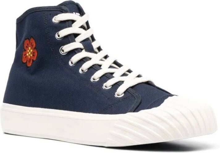 Kenzo Middernachtblauwe Bloemenprint Hoge Sneakers Blauw Heren