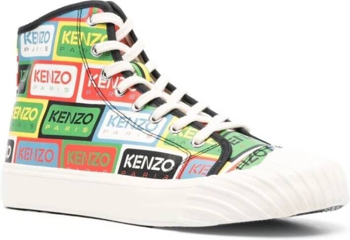 Kenzo Hoge sneakers met all-over logo print Groen Heren