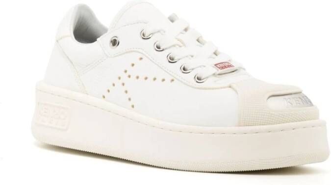 Kenzo Witte Leren Lage Sneakers Wit Dames