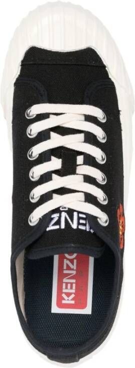 Kenzo Zwarte Bloemen Geborduurde Sneakers Zwart Dames