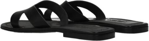 Kenzo Zwarte Leren Open Teen Slippers