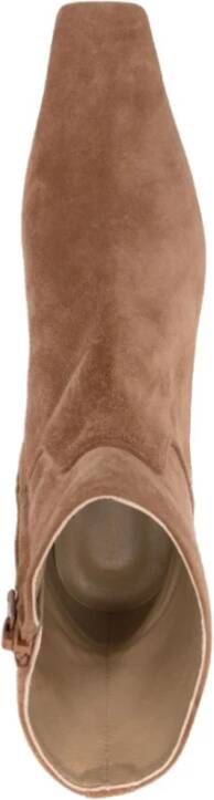 Khaite Beige Suède Vierkante Neus Laarzen Brown Dames