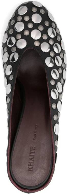 Khaite Studded Zwarte Leren Blokhak Sandalen