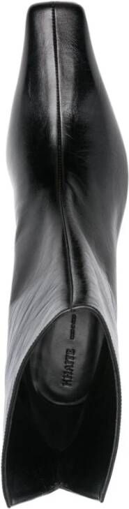 Khaite Zwarte leren enkellaarzen Black Dames