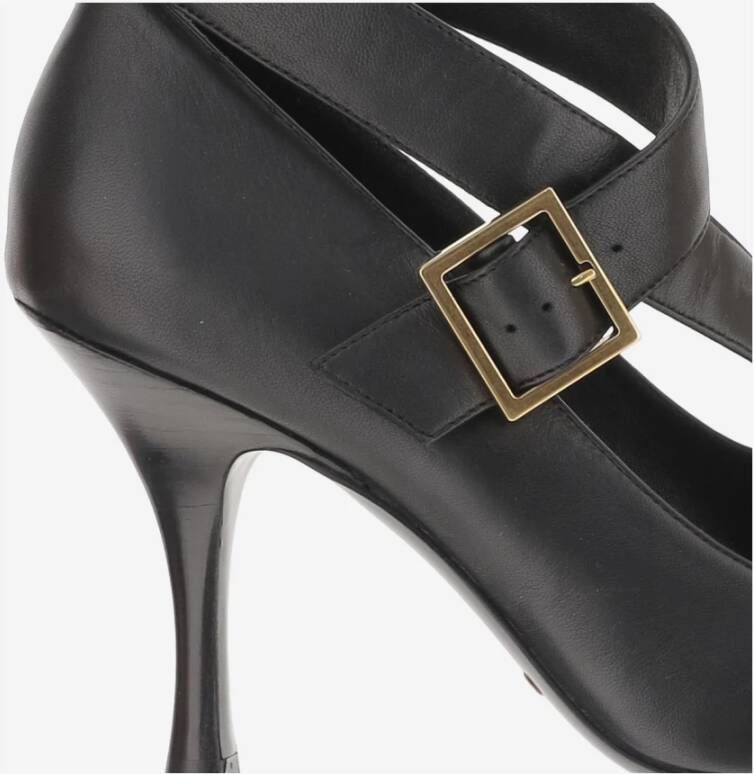 Khaite Zwarte leren pump met gouden details