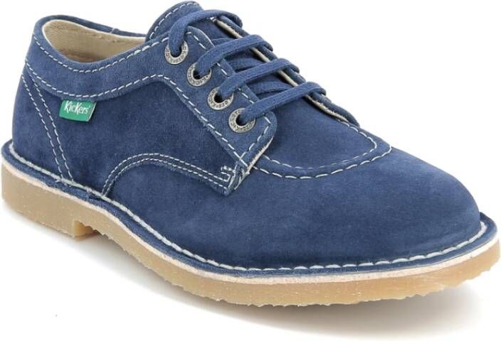 Kickers Comfortabele Leren Derby Schoenen Blue Dames