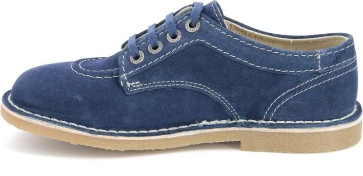 Kickers Comfortabele Leren Derby Schoenen Blue Dames